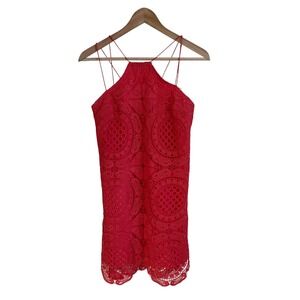 StyleStalker Pink Lace Halter Mini Dress Women's Extra Small XS Party